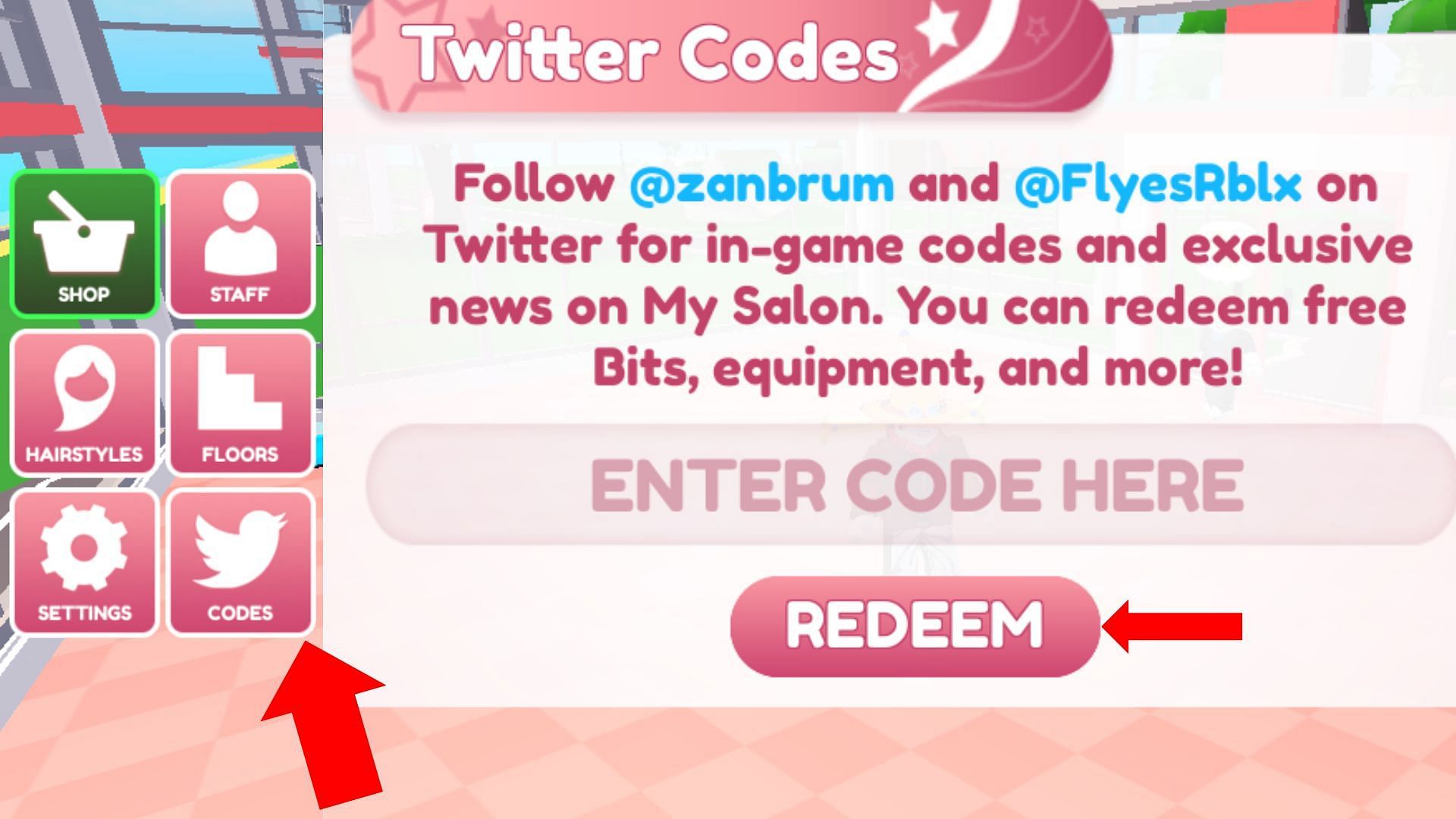 The old Twitter logo indicates the Codes button (Image via Roblox)